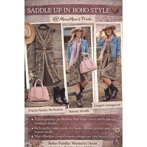 Y2K Boho Paisley Midi Dress Perceptions NY Size 10 Brown Festival Cottagecore